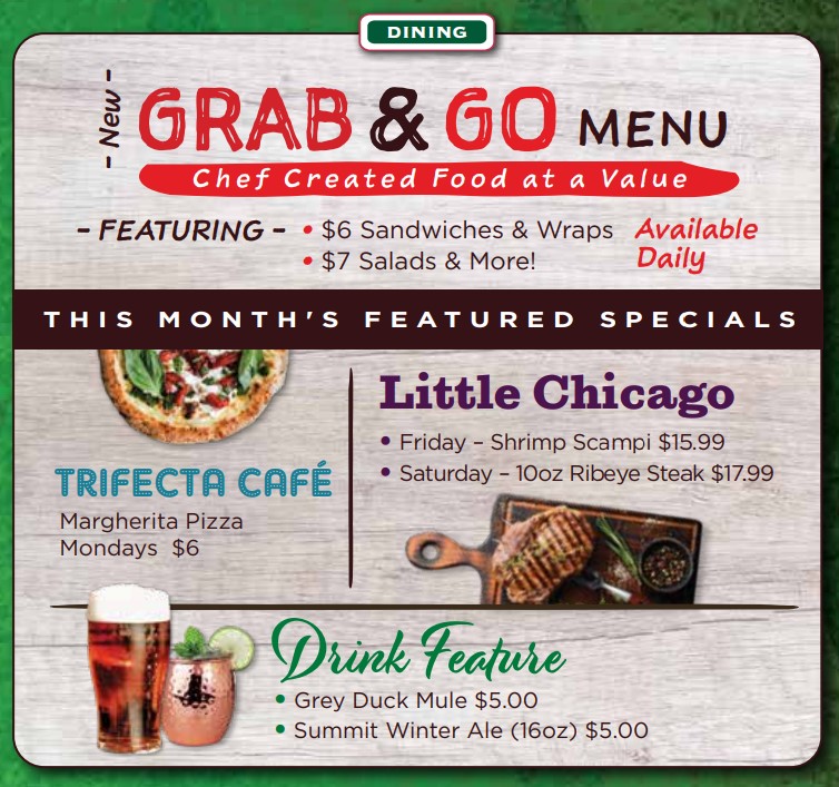 January Featured Food and Beverage Specials